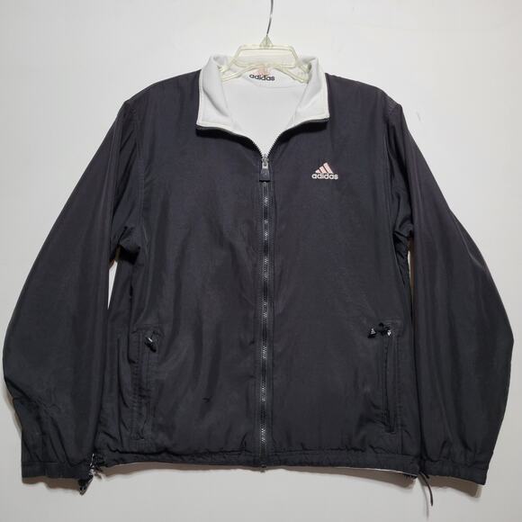 VINTAGE Adidas Jacket Womens Size SMALL Black White Pink Reversible Jacket Retro - Picture 1 of 16